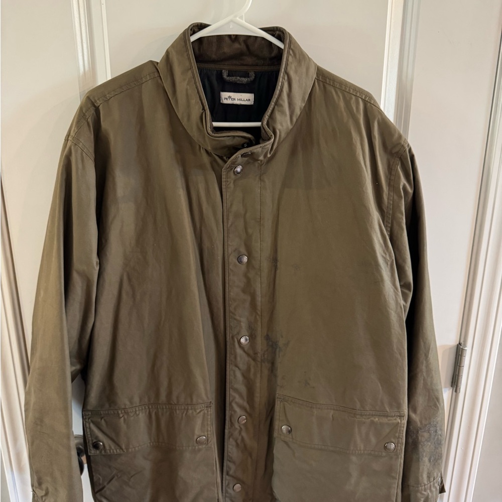 Peter Millar Wax Military Field Jacket - Green - Staining on front